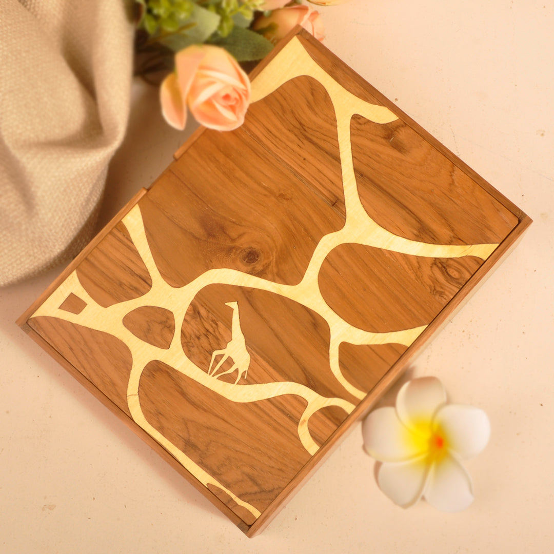 Handcrafted Inlay Box with Giraffe Art – Craft Melon