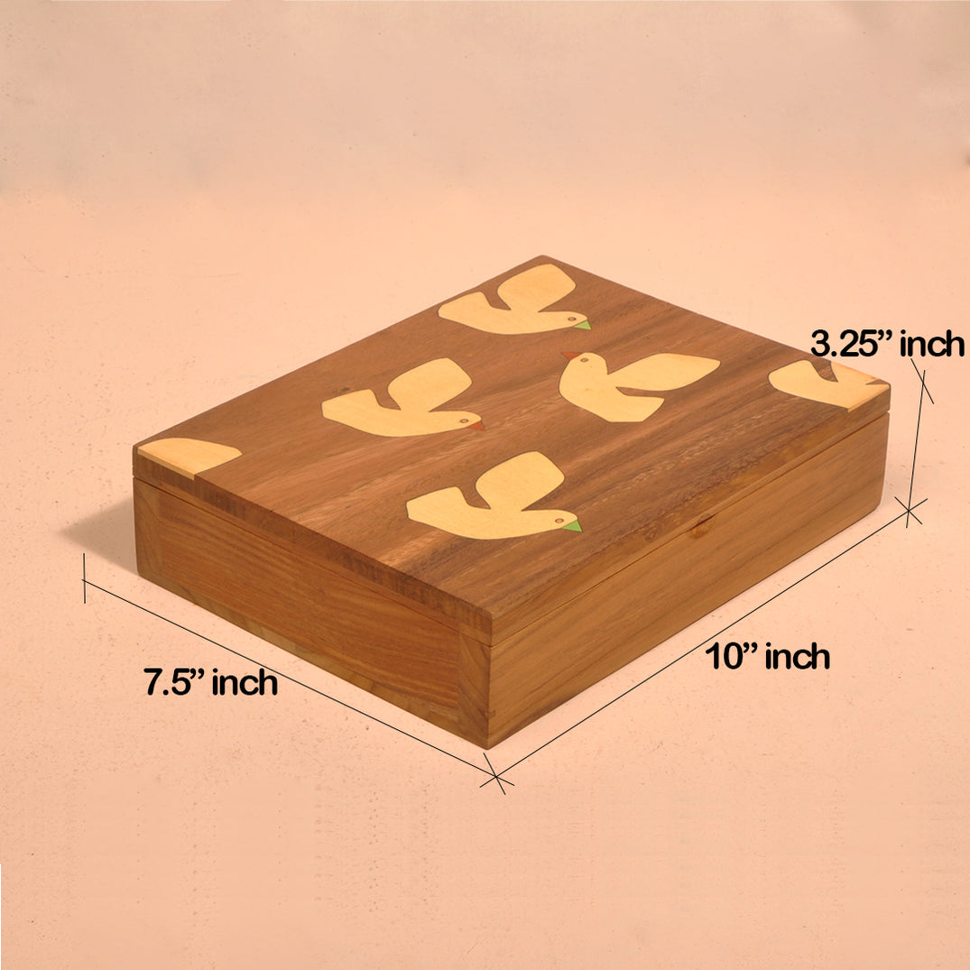 Handcrafted Inlayed Box with Birds Flying Description: – Craft Melon