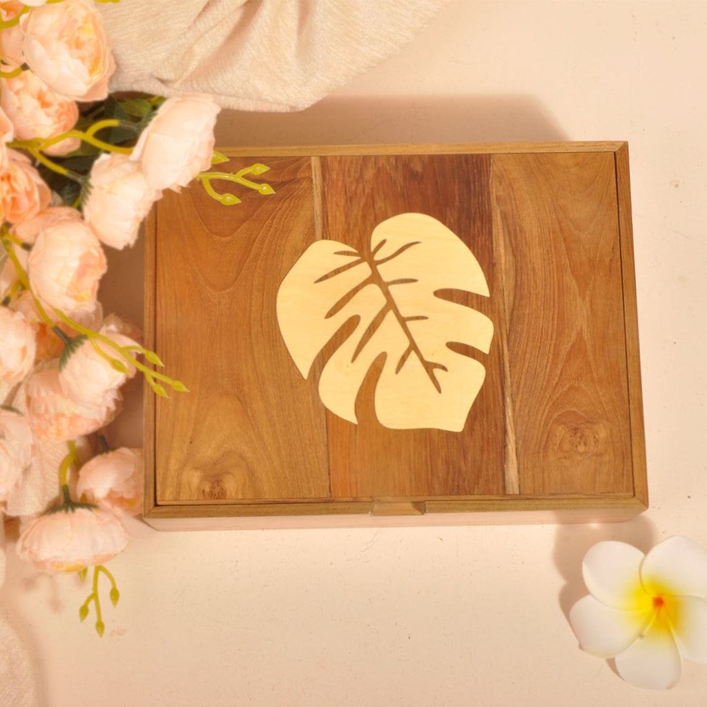 Leaf Box Custom Handcrafted Inlayed Box with Single Leaf Design – Craft Melon